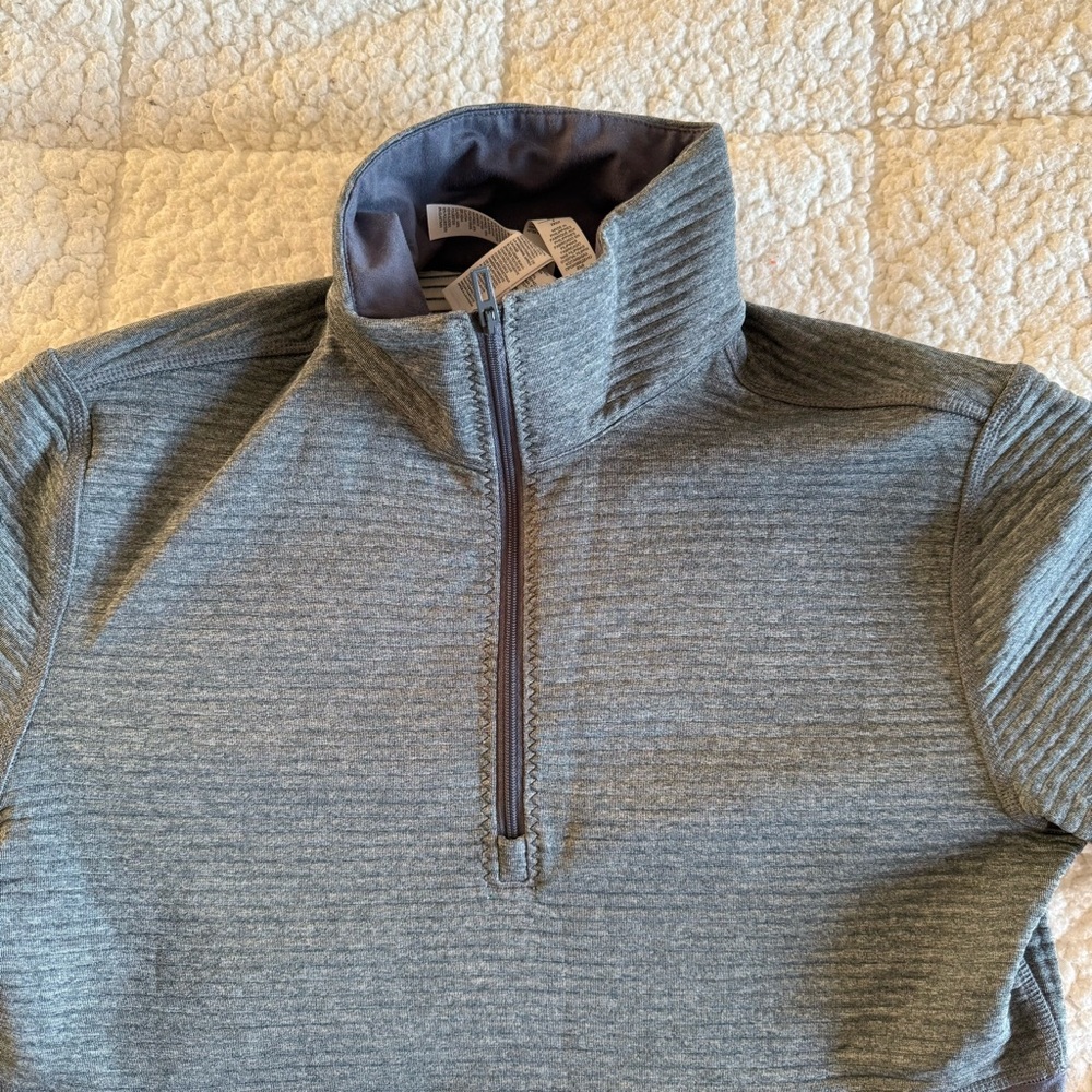 Adidas Women's Climalite 1/2 Zip Fleece Striped Pullover - Onyx Silver / M - Picture 3 of 11